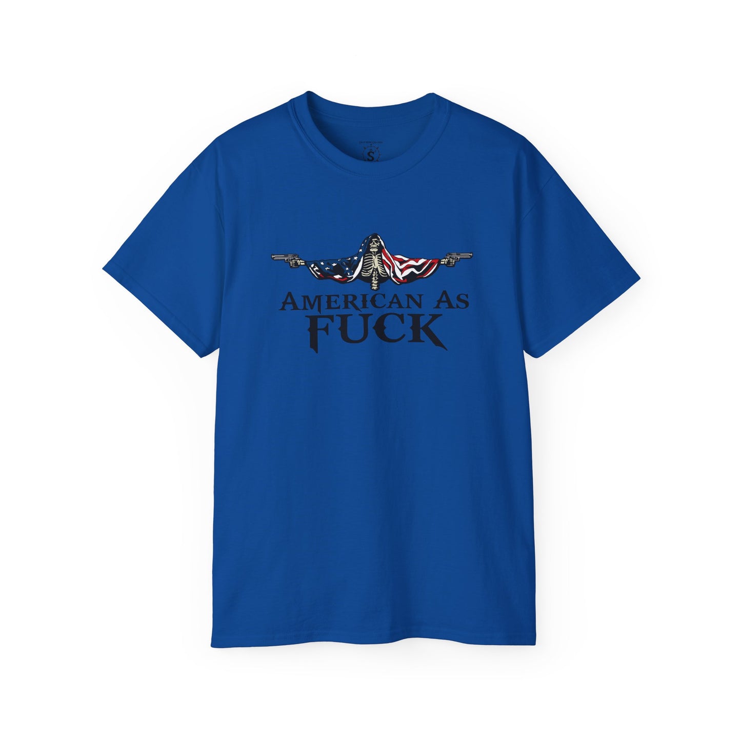 T-Shirt - American As Fuck Dual Wielding Skeleton - Unisex Cotton Shirt