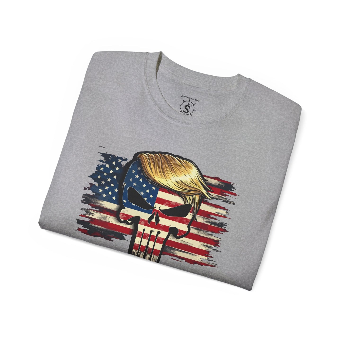 T-Shirt American Flag Punisher Skull Trump - Unisex Cotton Shirt