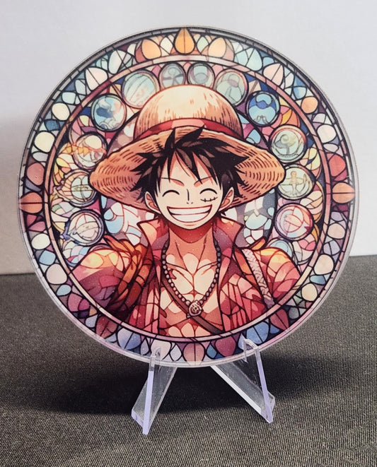 Glass Beverage Coaster (One Piece, Anime, Luffy)