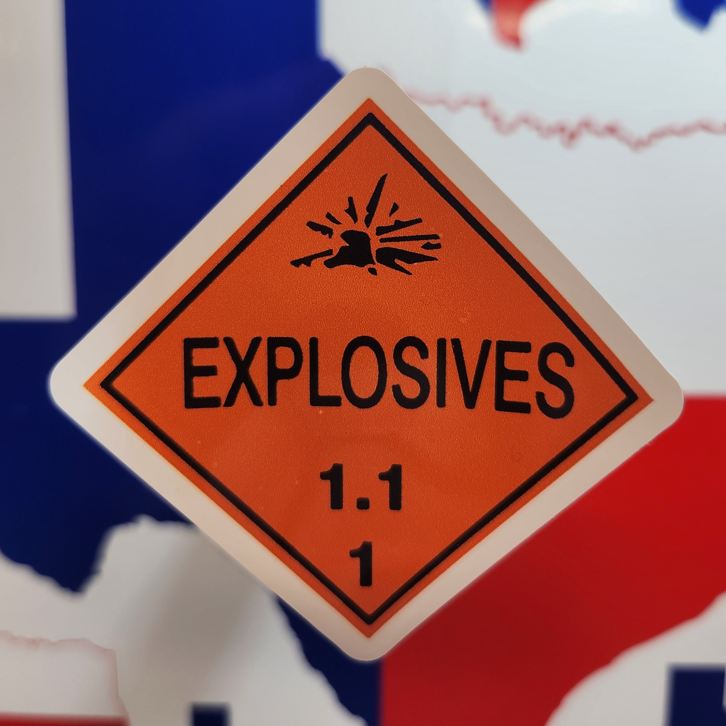 Exploding Targets Sticker Sticker: Patriotic (DOT Explosive Placard) – Southern Squared