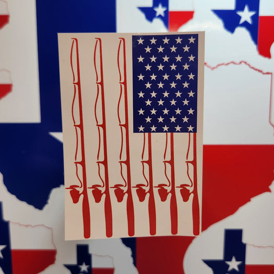 Sticker: Patriotic (Fishing Pole Flag)